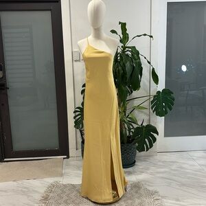 Commense satin yellow dress brand new with tags